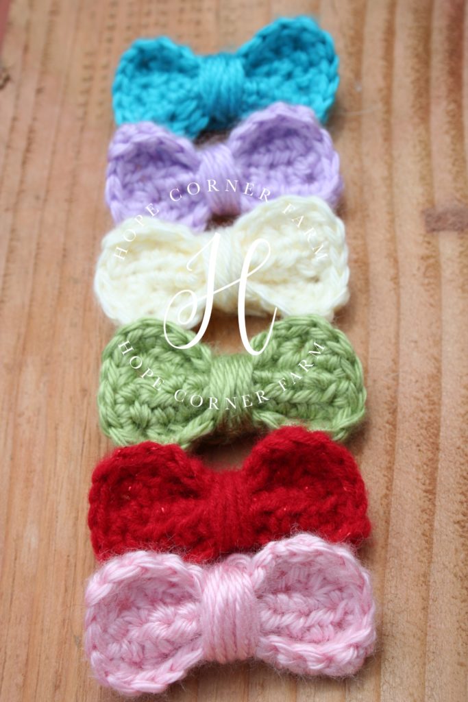 Crochet Mini Bow - Hope Corner Farm