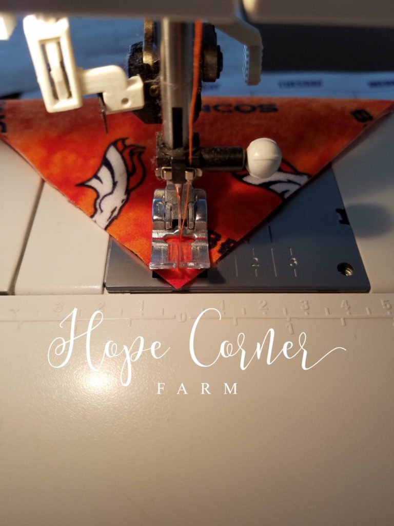 Sewing the rag quilt block Hope Corner Farm