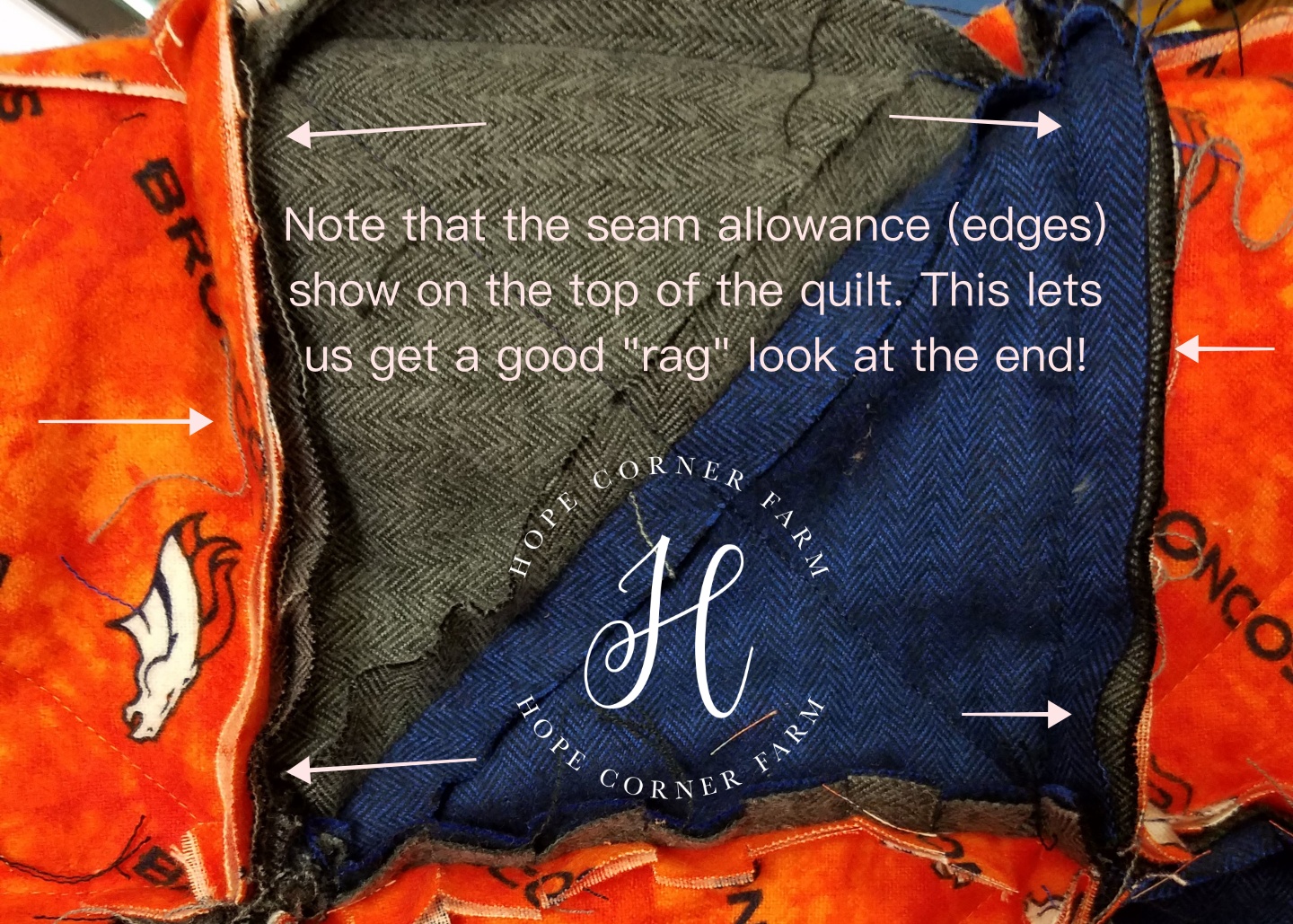 Quadrant Rag Half Square Triangle Rag Quilt - Hope Corner Farm