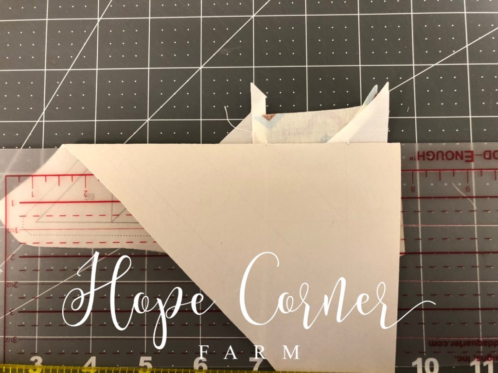Folding in preparation for paper piecing Hope Corner Farm