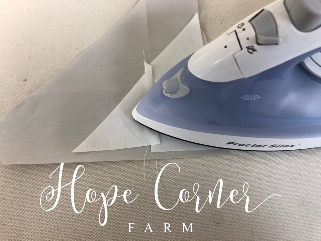 Ironing the seam in paper piecing Hope Corner Farm