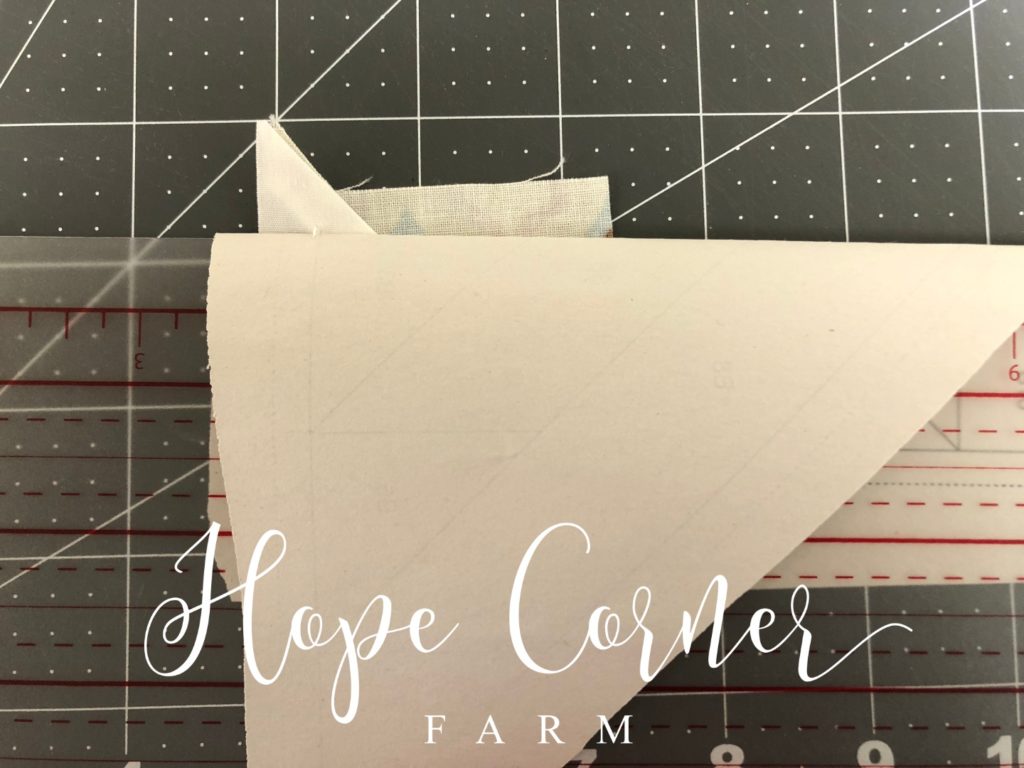 Folding the paper for paper piecing Hope Corner Farm