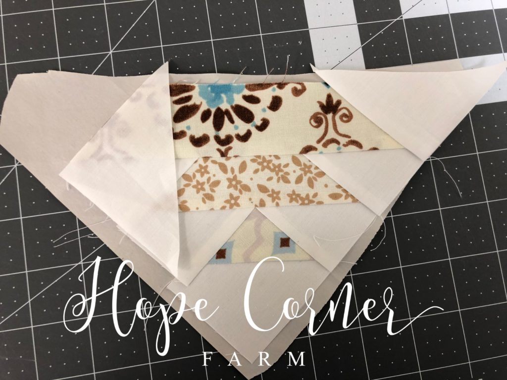 Right sides together for paper piecing Hope Corner Farm