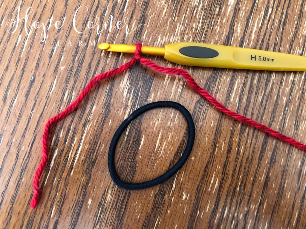 Put a slip knot on the crochet hook Hope Corner Farm