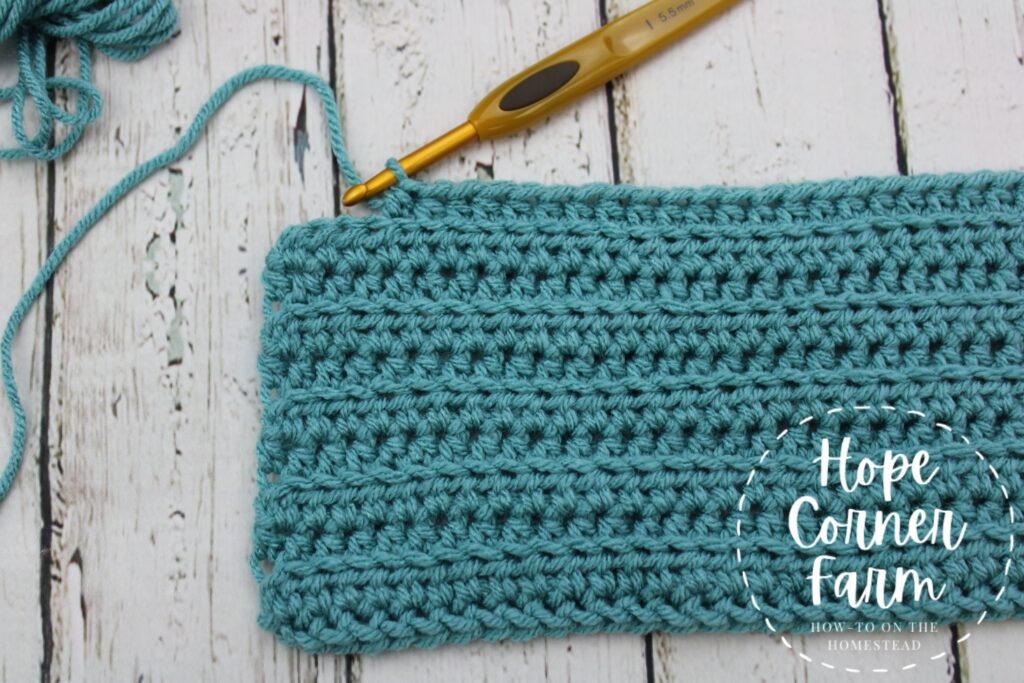 row 10 of the crochet ear warmer with a twist