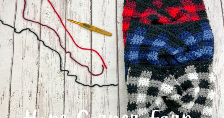 Crochet Buffalo Plaid Twist Headband – Free Pattern