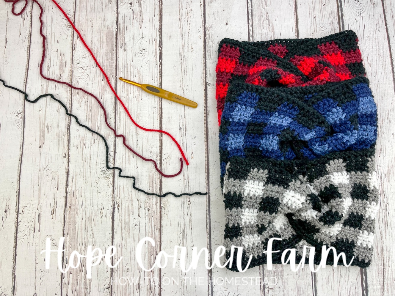 Crochet Buffalo Plaid Twist Headband – Free Pattern
