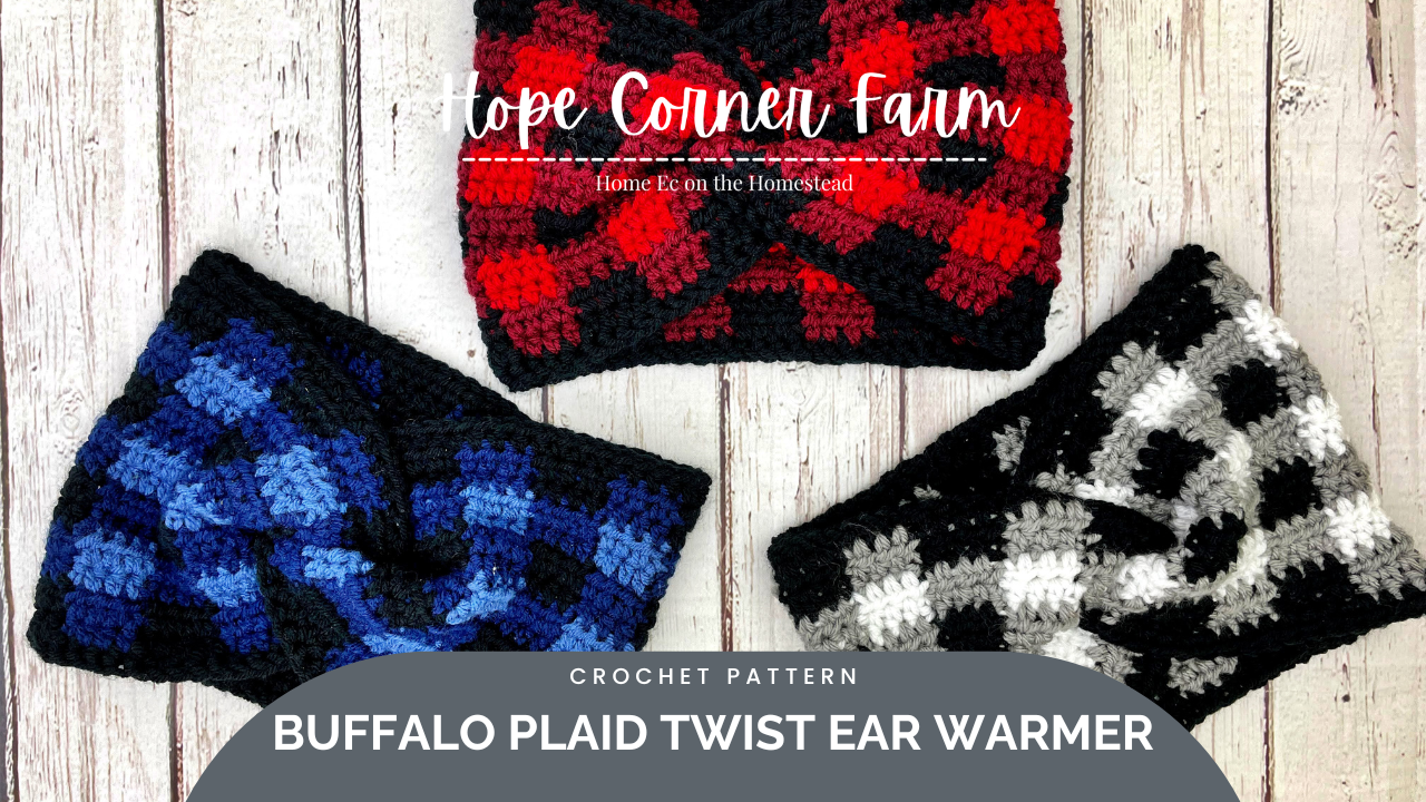 Crochet Buffalo Plaid Twist Headband – Free Pattern