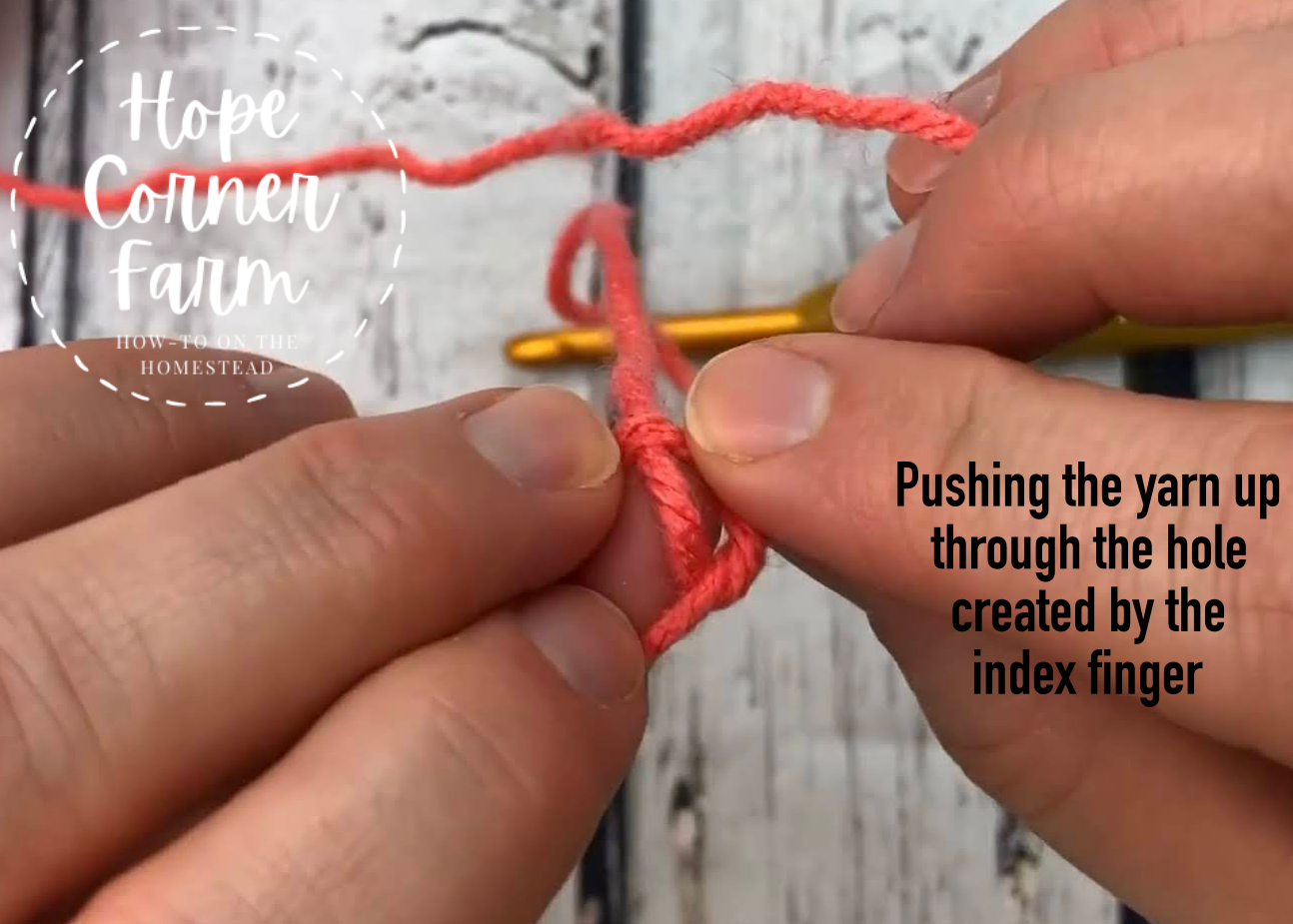 Push the yarn