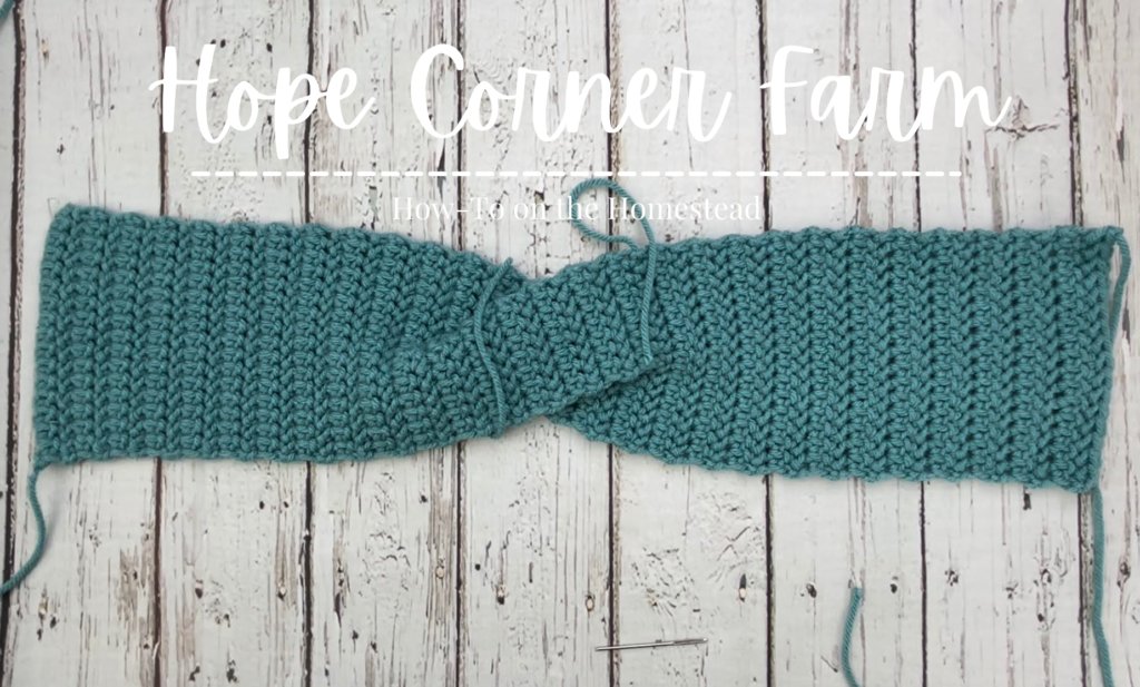 Fully crocheted half herringbone twist crochet headband