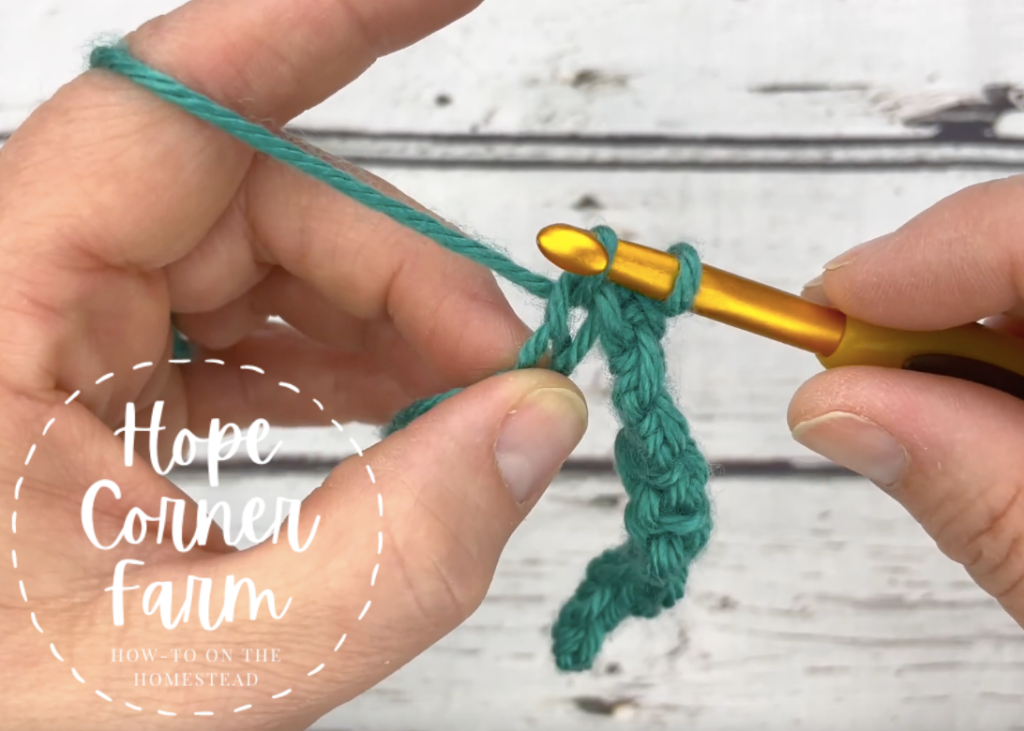 Two loops on the crochet hook