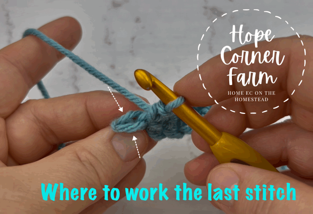 Working the final single crochet stitch