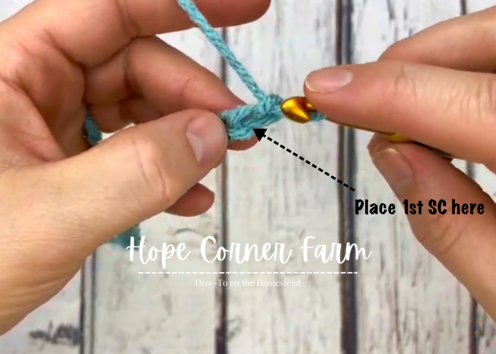 Placement of first single crochet 