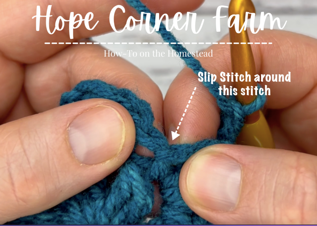 Placement of crochet slip stitch
