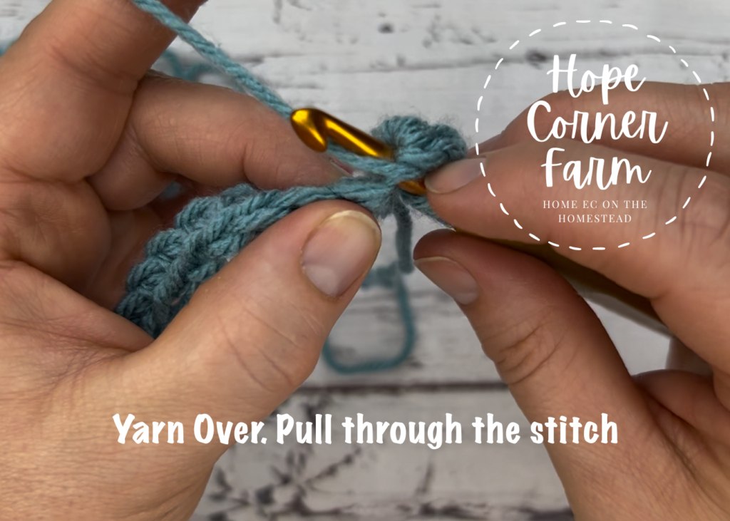 yarn over pull through the crochet stitch