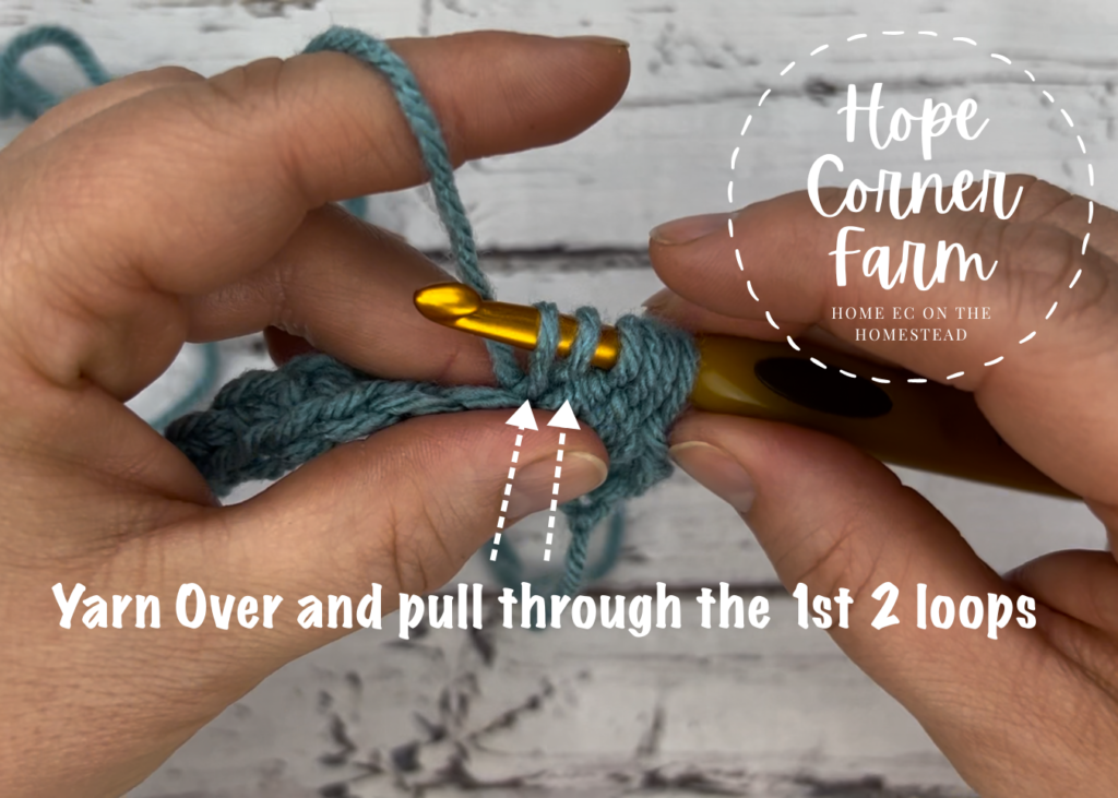 yarn over pull through the 1st 2 loops on the hook