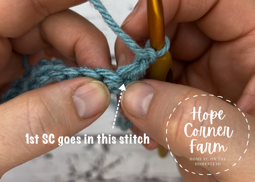 Single Crochet in first stitch