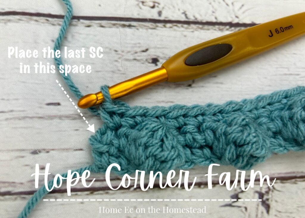 Placing the last single crochet