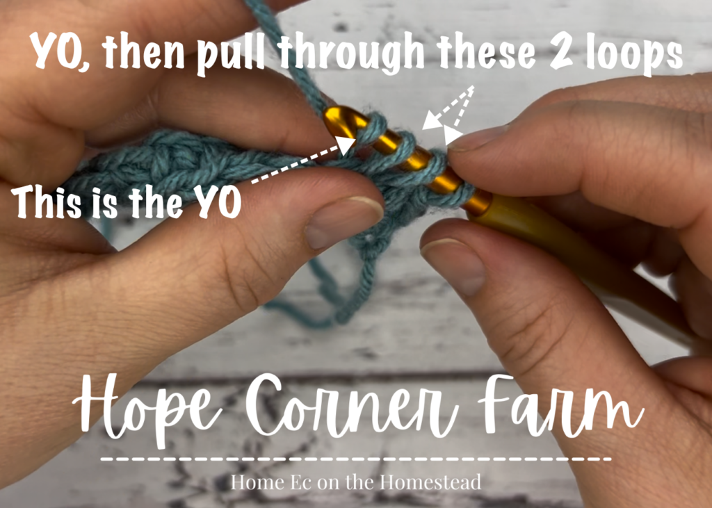 Yarn over pull through 2 loops