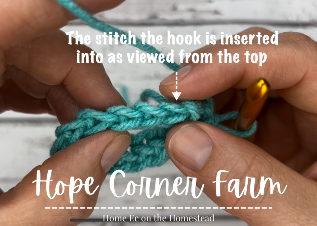What the crochet stitch looks like from the top