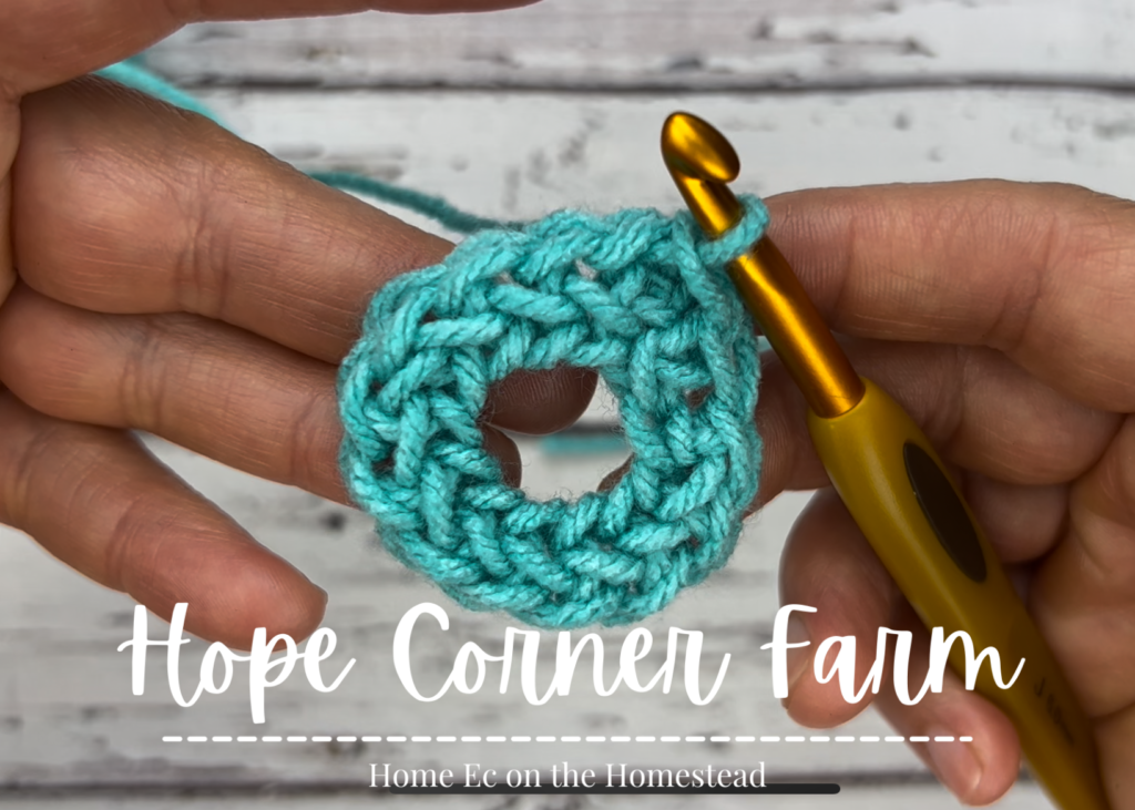 How to join the foundation single crochet in the round hope corner farm crochet