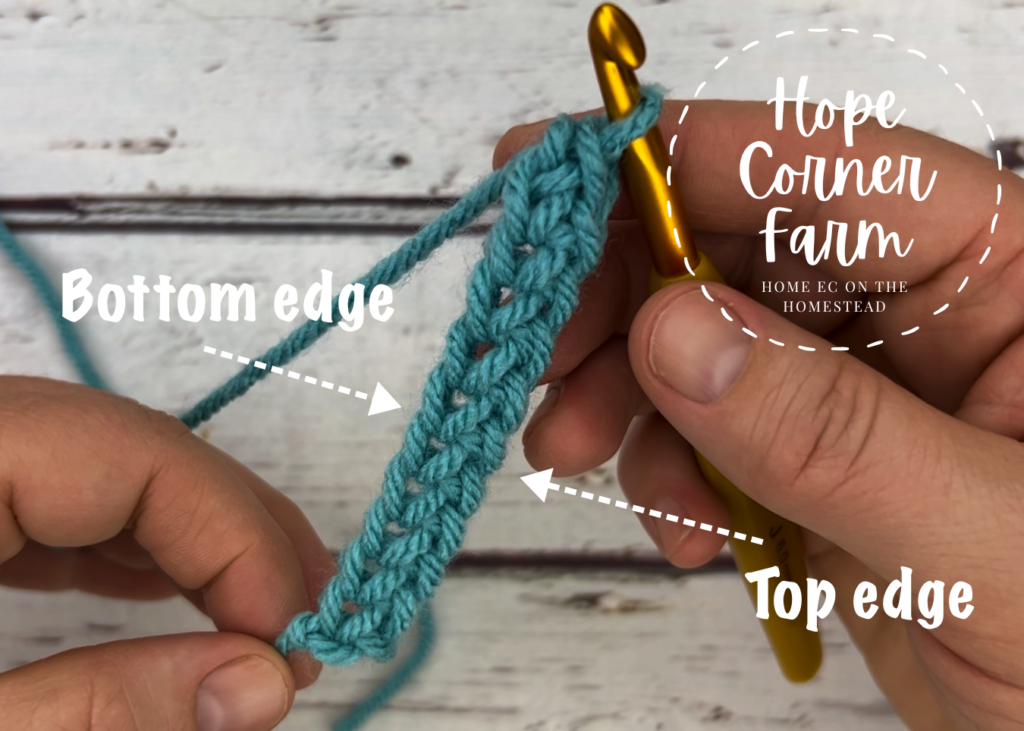 The bottom and the top edges of the foundation single crochet stitch