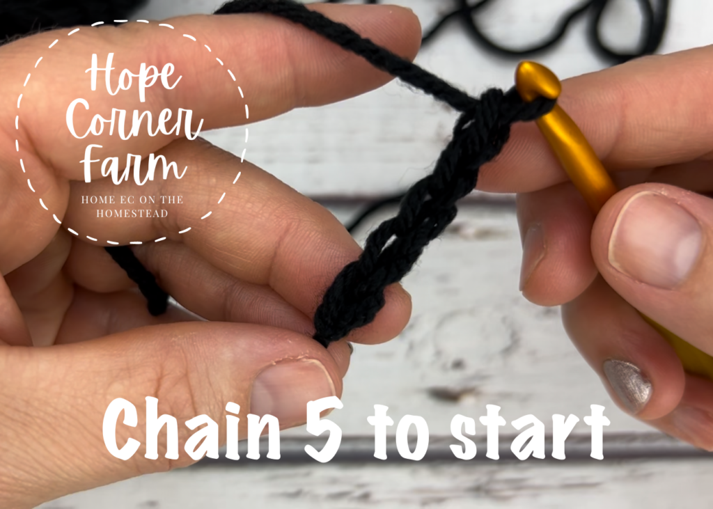 Chain 5 to start the buffalo plaid headband