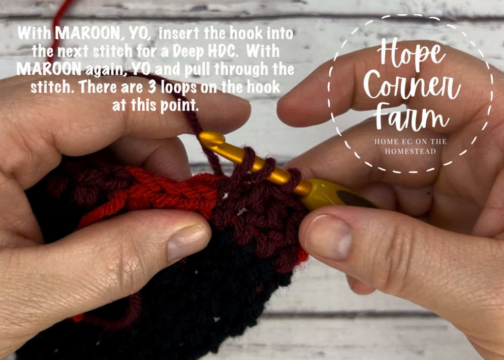 Changing yarn colors in crochet buffalo plaid