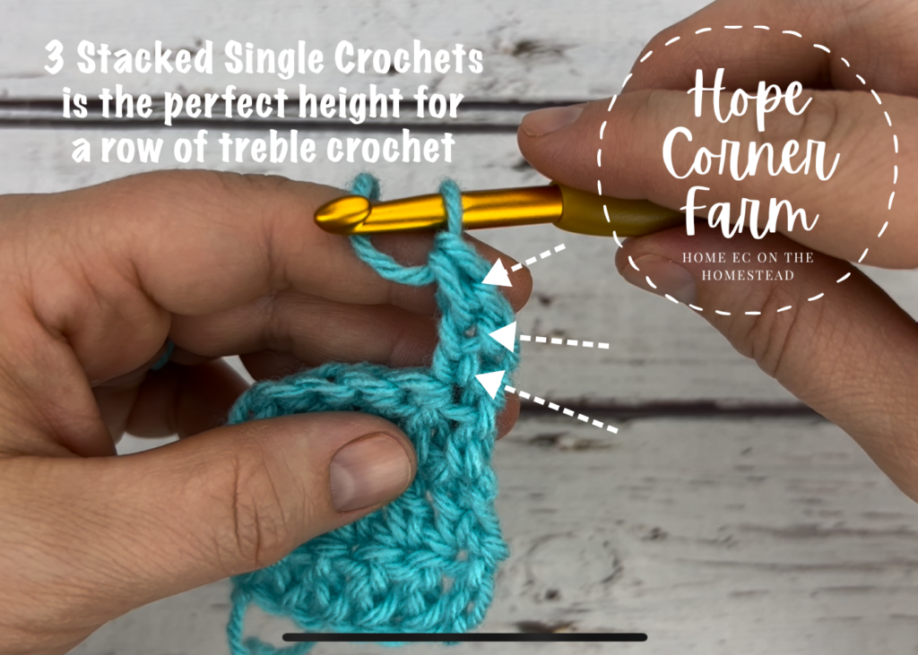 3 stacked single crochet stitches