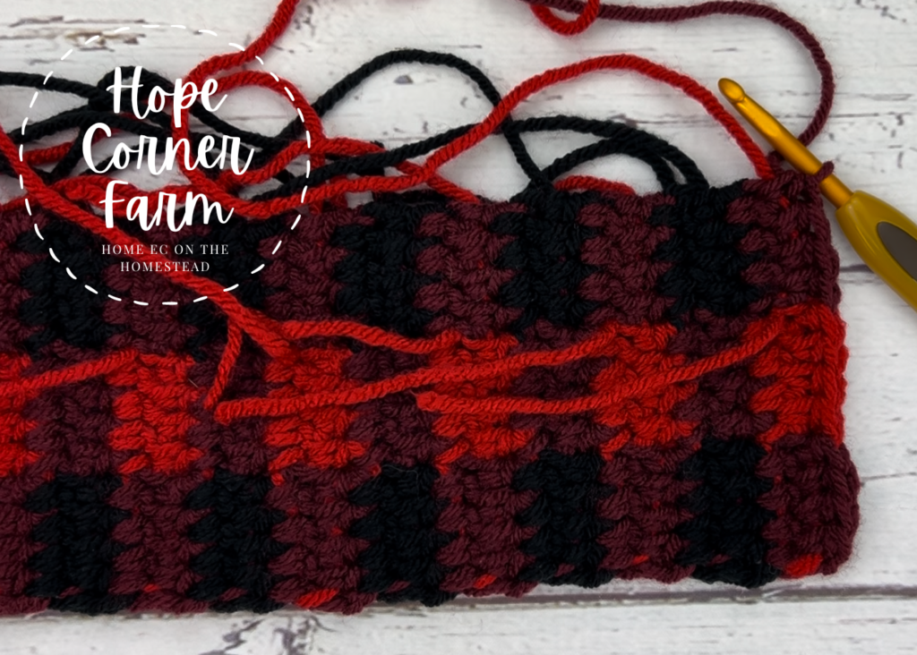 Row 46 Crochet Buffalo Plaid Flower Headband