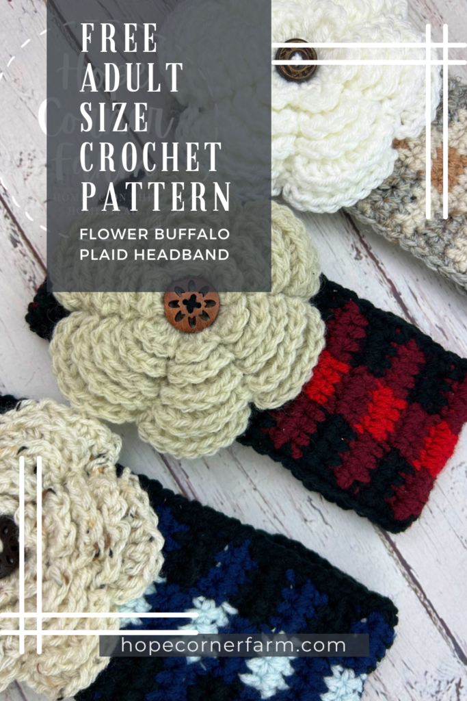 How to Crochet a Buffalo Plaid Flower Headband