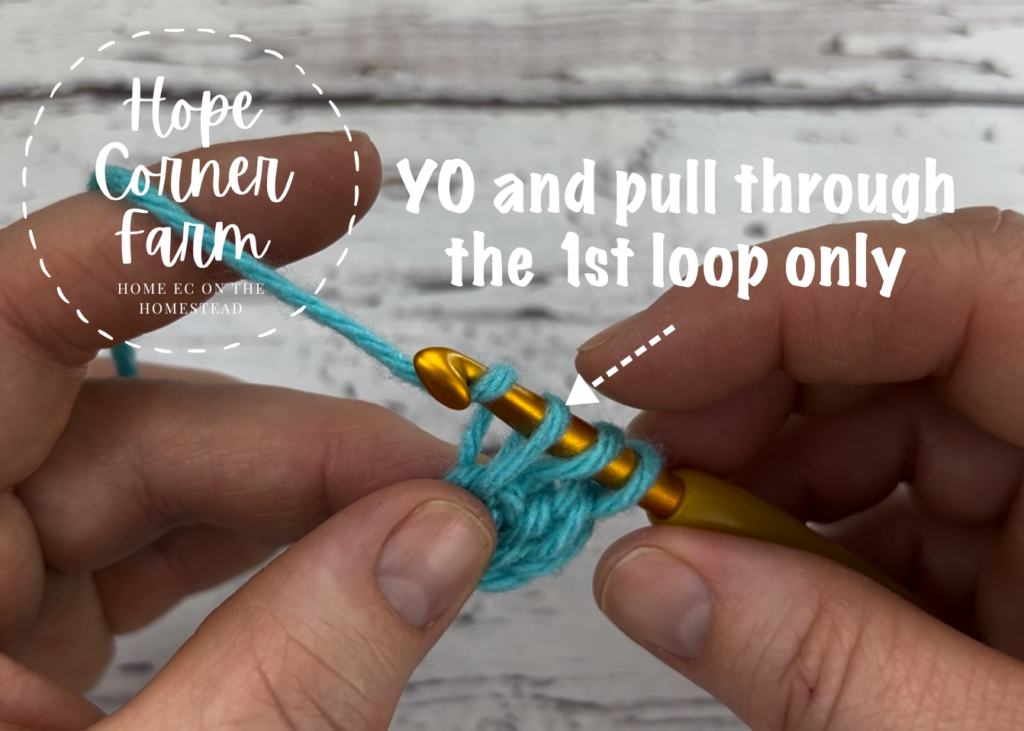 Yarn over and pull through the 1st loop only