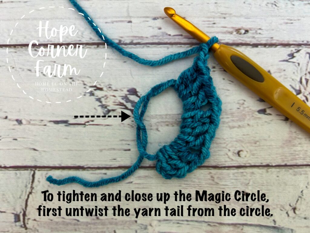 How to tighten the magic circle in crochet