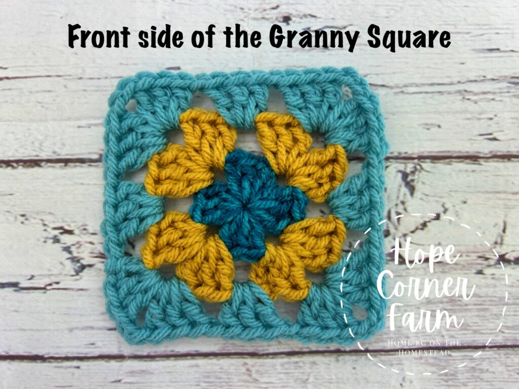 front side of the classic granny square
