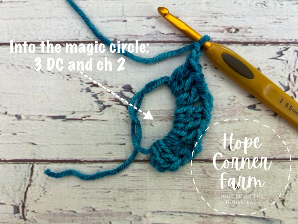 Where to put the double crochets stitches