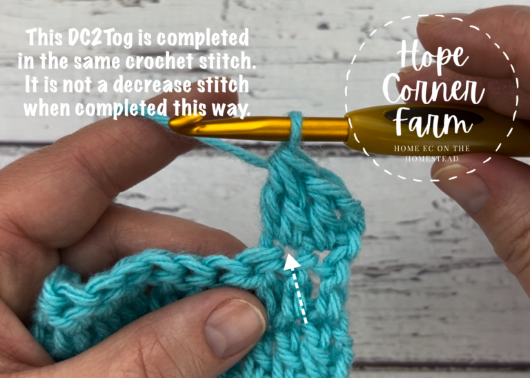 How to Double Crochet Two Together (DC2Tog) - Hope Corner Farm