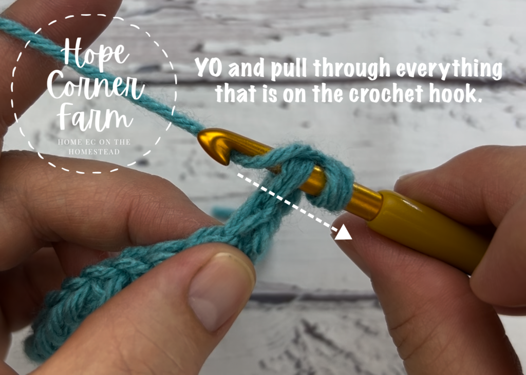 YO and pull through everything on the crochet hook to complete a Yarn Over Slip Stitch