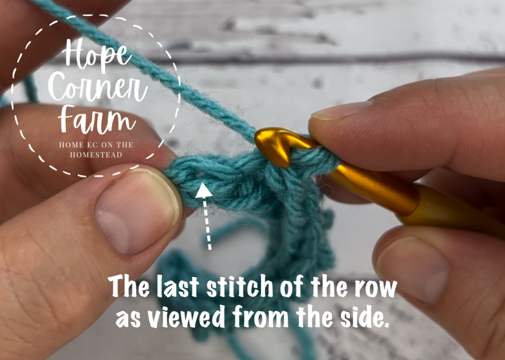 Where to place the last stitch of a row of Yarn Over Slip Stitches