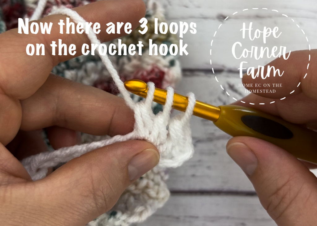 2 partial double crochet stitches have been created