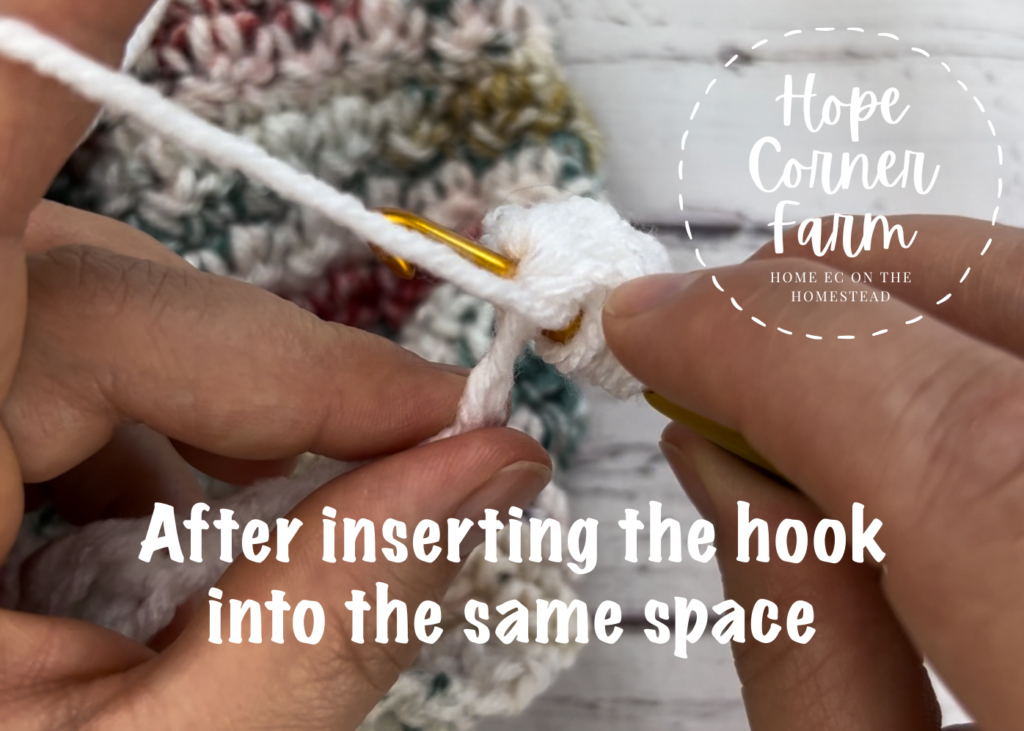 What is looks like when the crochet hook is in the correct place