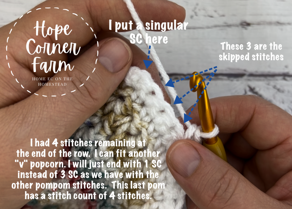 How to end the 3rd row of crochet