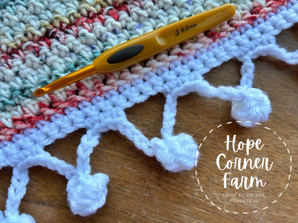 Crochet Popcorn Blanket Edging Tutorial by Hope Corner Farm