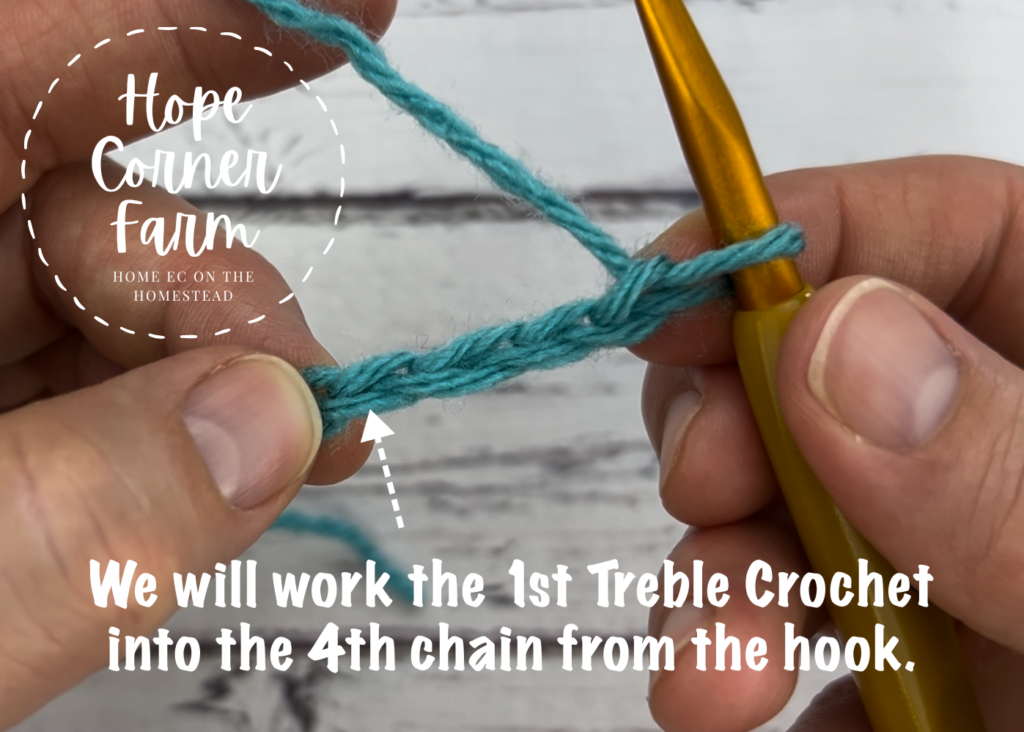 where to work the first triple crochet stitch