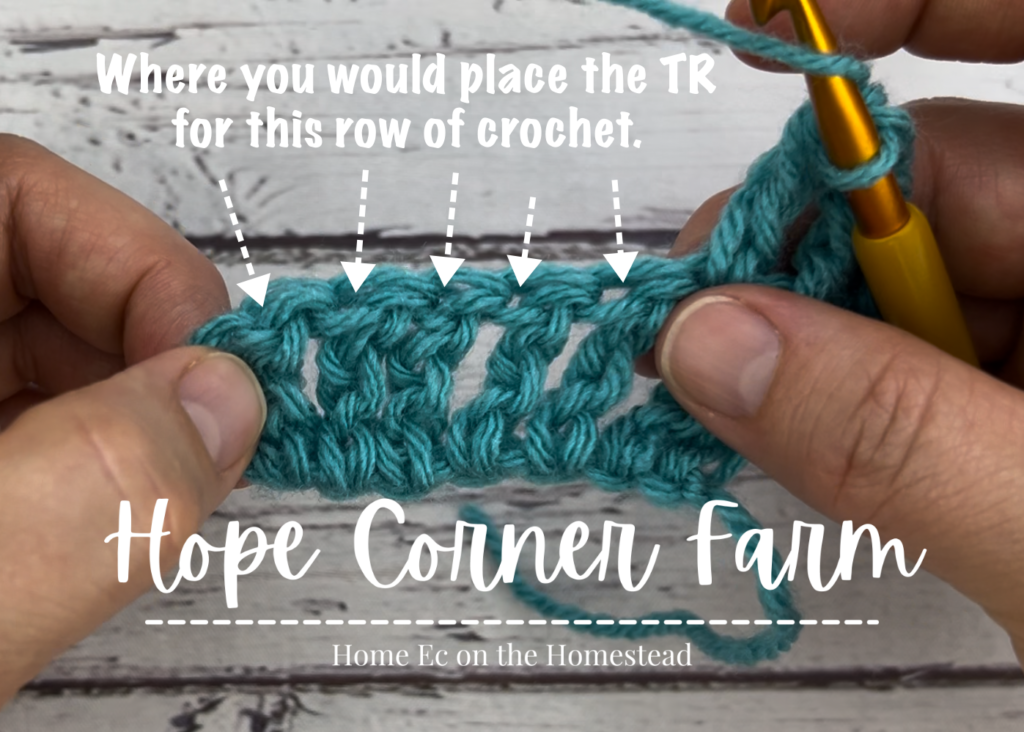 where to place the crochet stitches for the next row