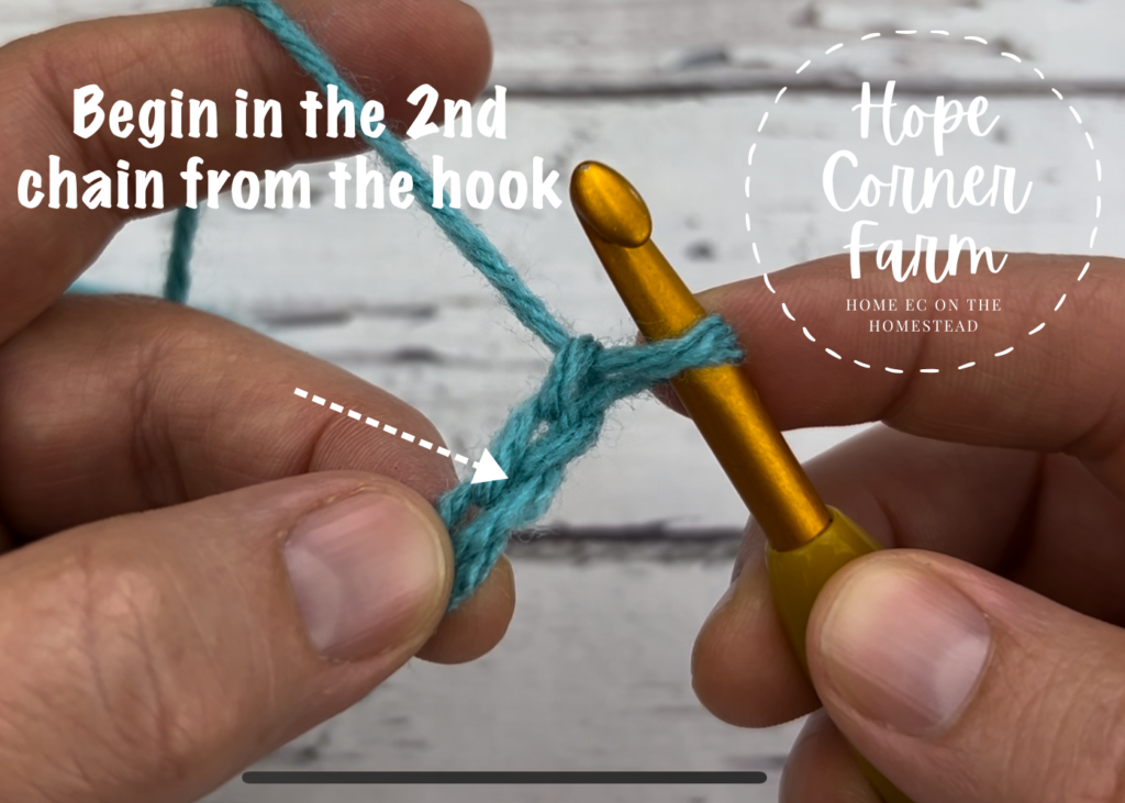 Where to place the 1st HDC crochet stitch