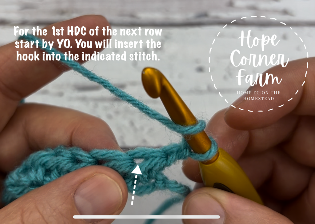 Begin by yarning over