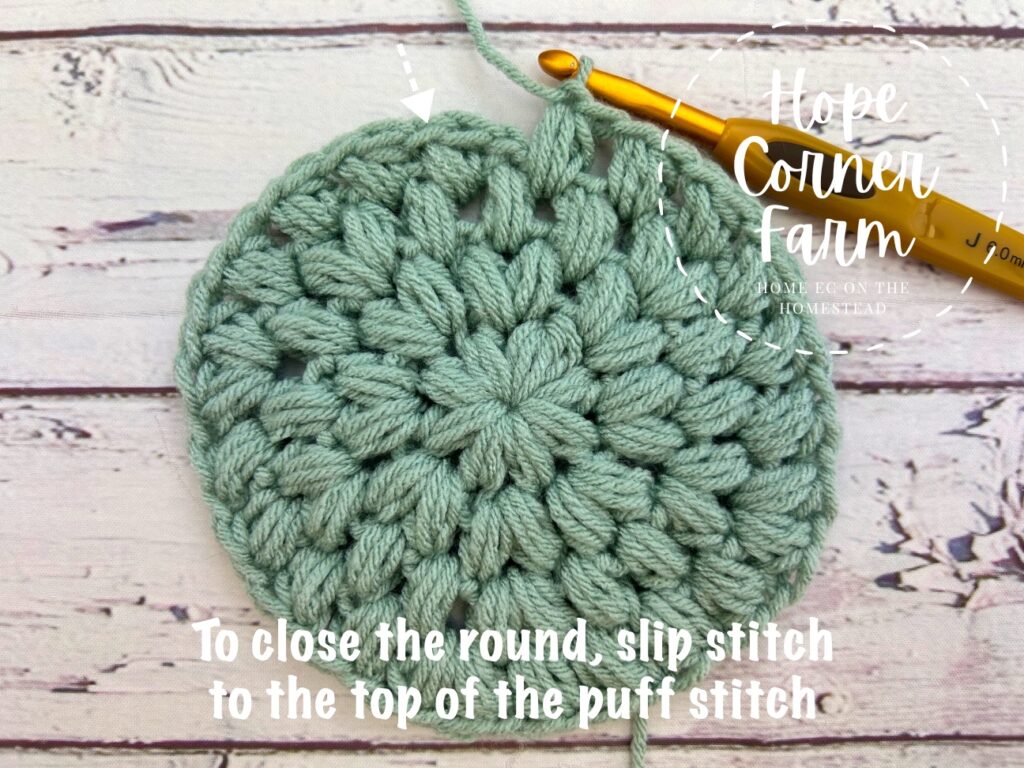 where to join to close round 4 of crochet