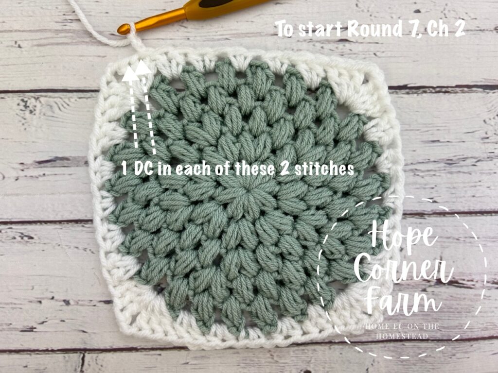 How to start round 7 of crochet 