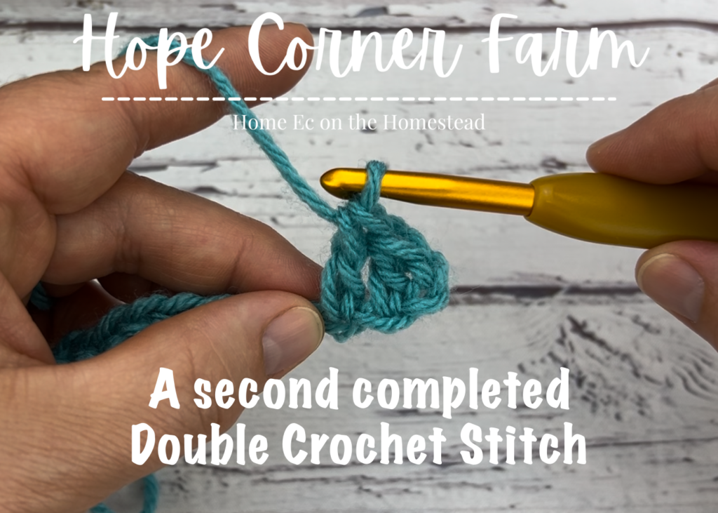 a second completed double crochet stitch