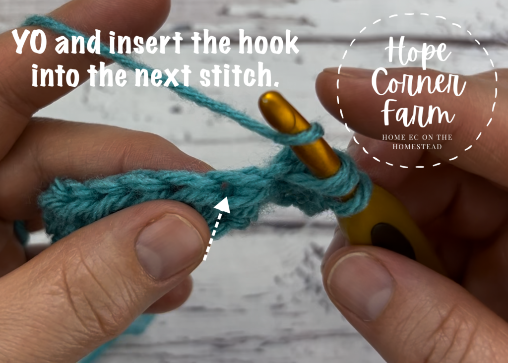 Yarn over and insert the hook into the next stitch